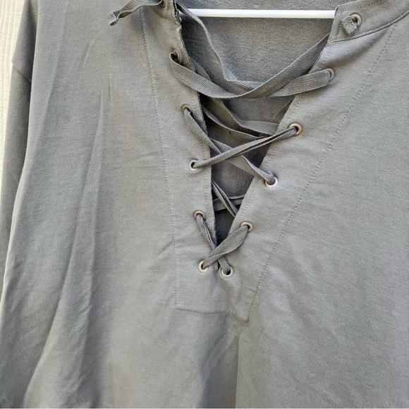 Skin organic cross tie front oversized sweatshirt, size small. - Picture 7 of 12